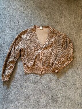 Pink Leopard Print Cardigan